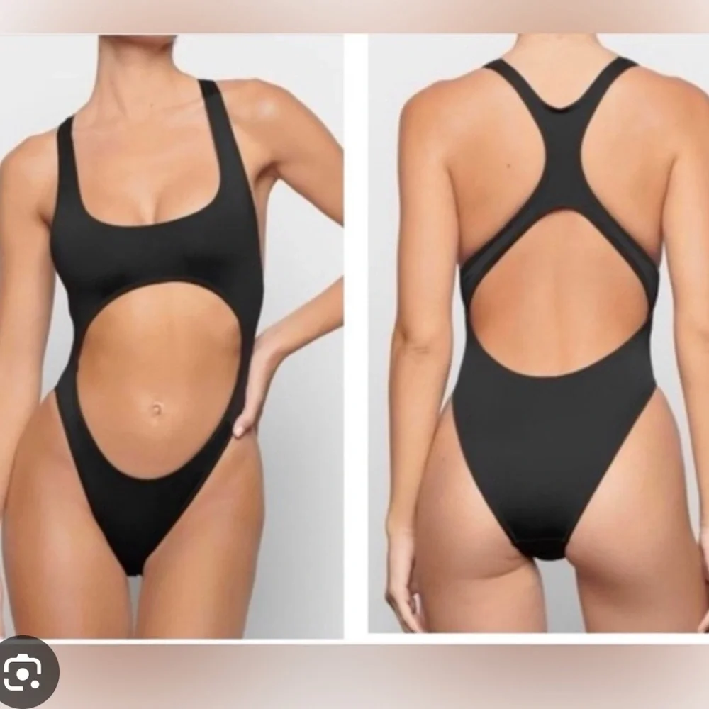 Skims recycled swim cutout monokini onyx black 2x nwt 🖤